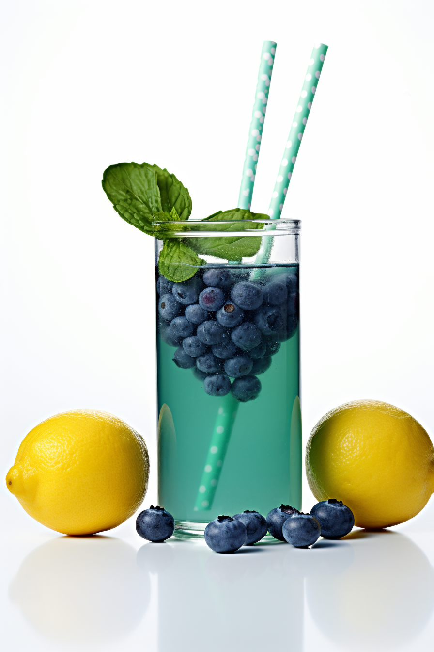 Ingredients for Low-Carb Blueberry, Lemon, and Spinach Antioxidant Juice