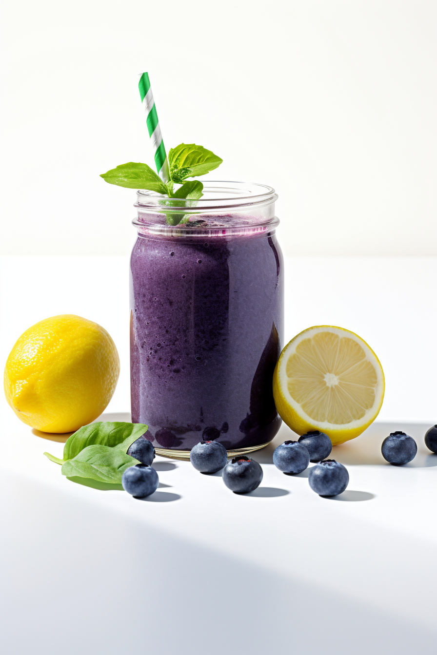 Low-Carb Blueberry, Lemon, and Spinach Antioxidant Juice