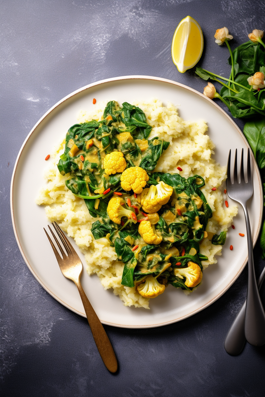 Cooking Low-Carb Cauliflower and Spinach Saag