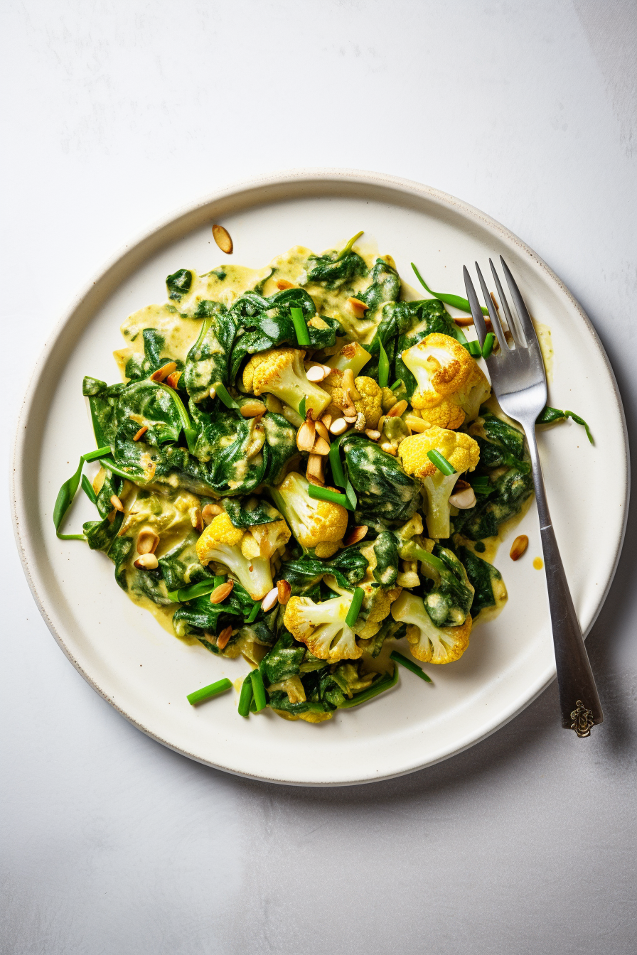 Ingredients for Low-Carb Cauliflower and Spinach Saag