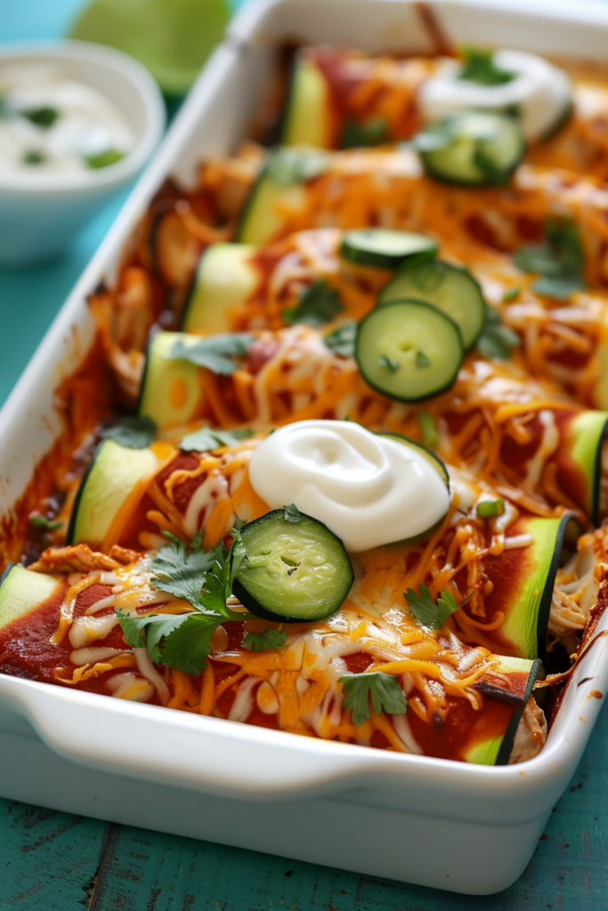 Low-Carb Chicken Zucchini Enchiladas_001