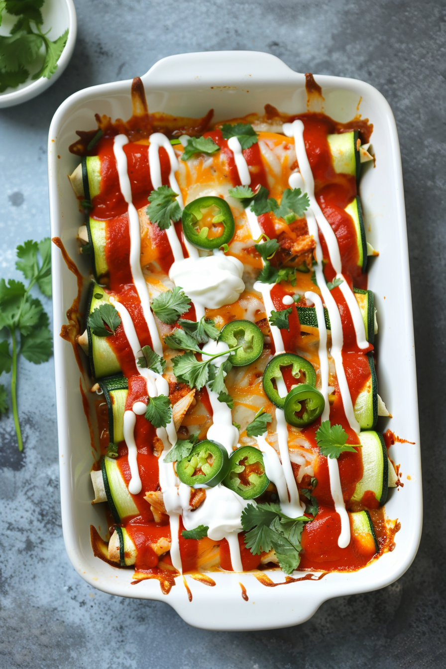 Low-Carb Chicken Zucchini Enchiladas
