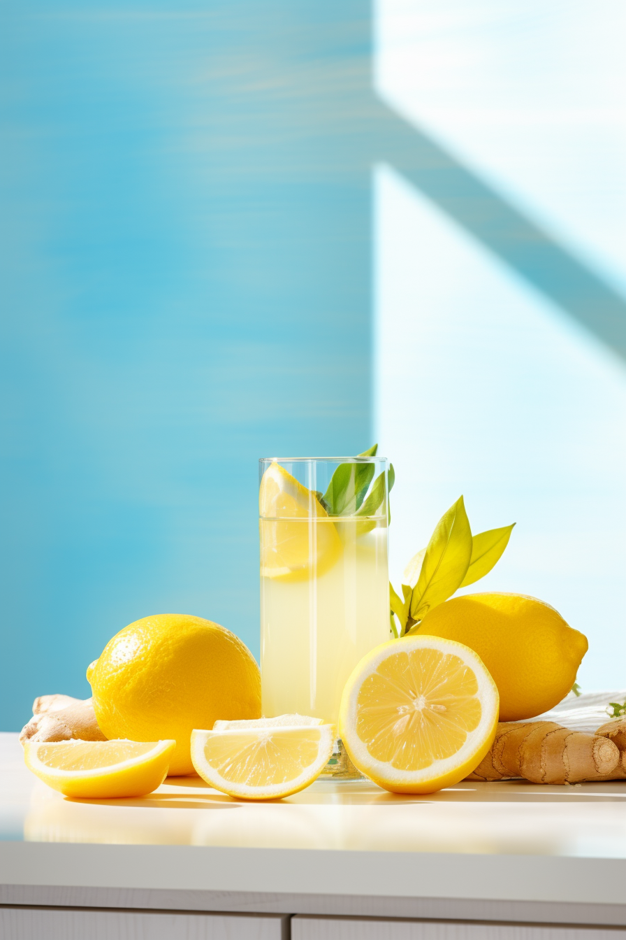 Ingredients for Low-Carb Lemon, Ginger, and Turmeric Wellness Shot