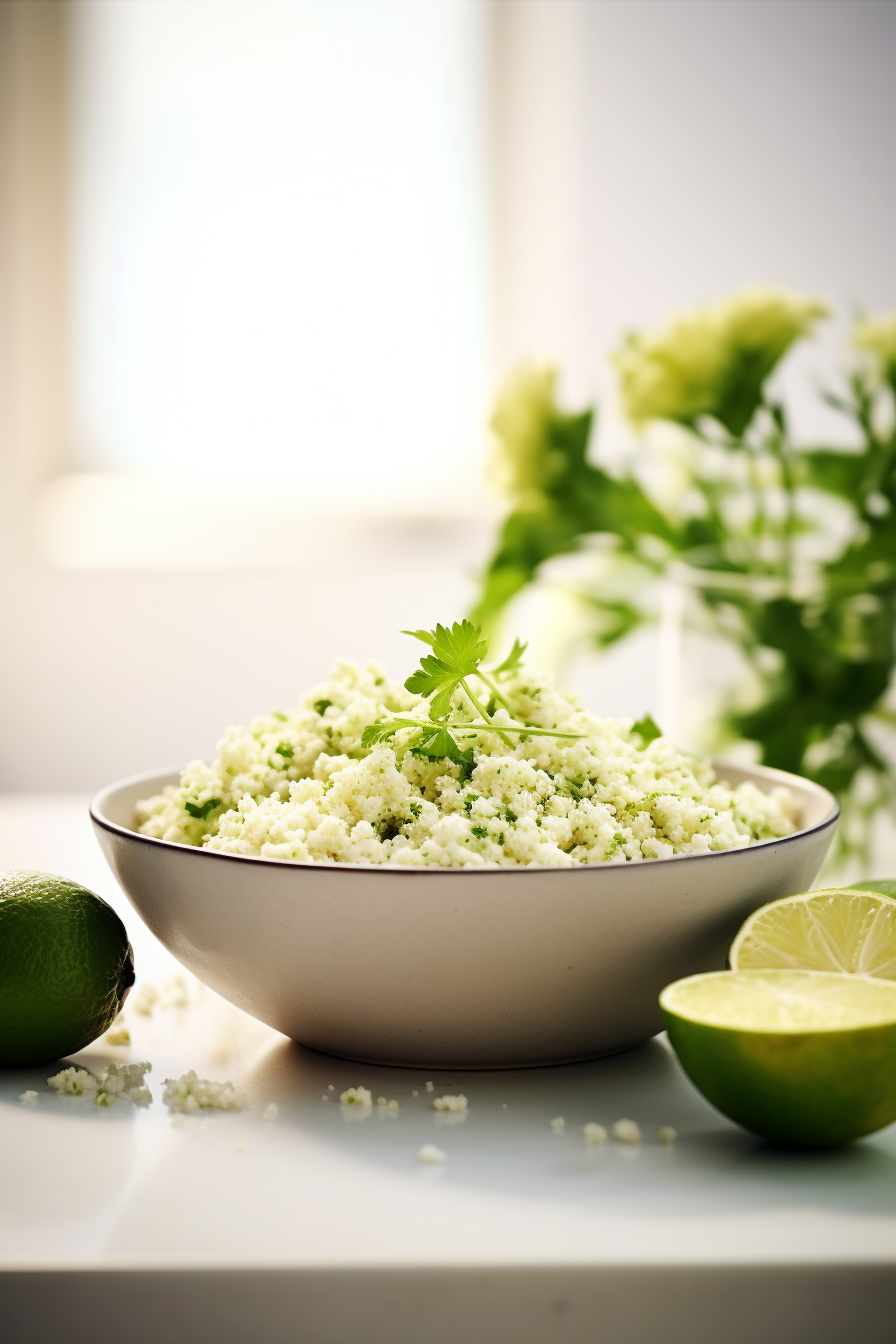 Low-Carb Mexican Cauliflower Rice with Avocado and Cilantro Ready to Serve