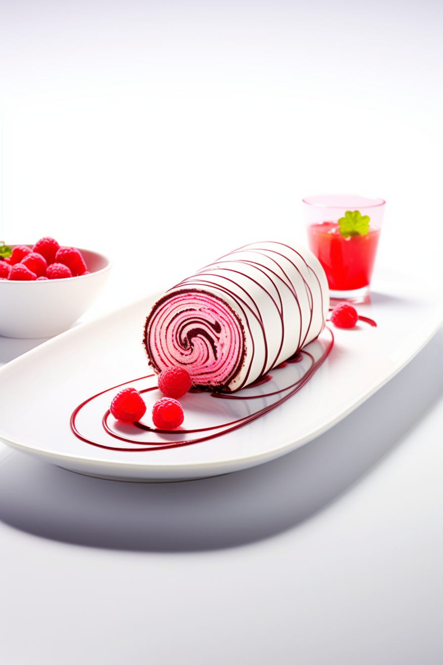 Low-Carb Raspberry Whipped Cream Chocolate Roll Cake