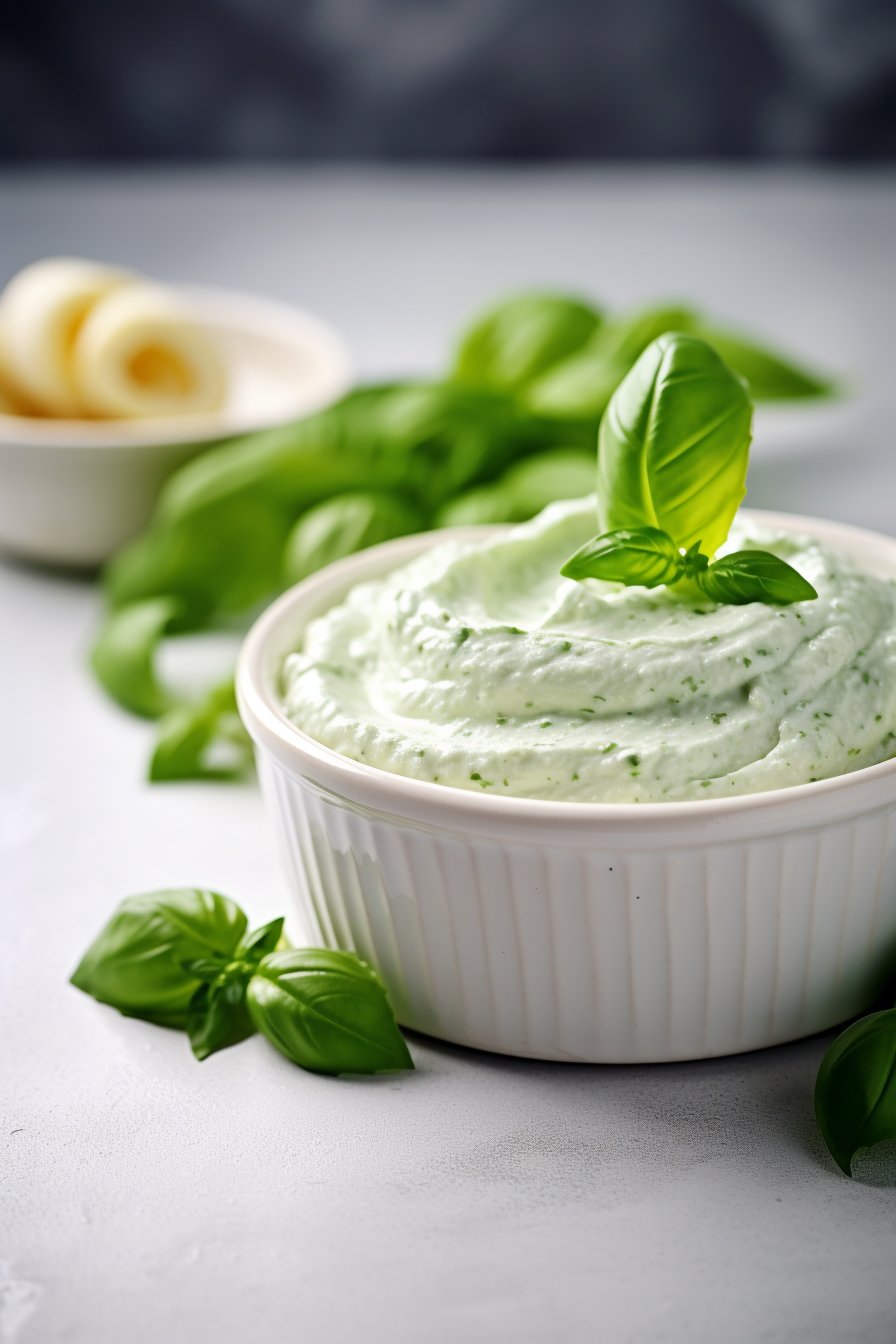 Garnished Ricotta and Pesto Dip