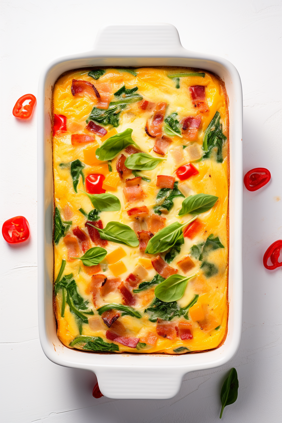 Low-Carb Ricotta, Bacon, and Egg Breakfast Casserole Ready to Serve