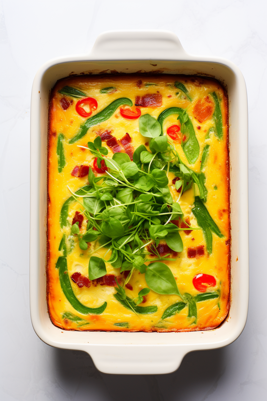 Ingredients for Low-Carb Ricotta, Bacon, and Egg Breakfast Casserole