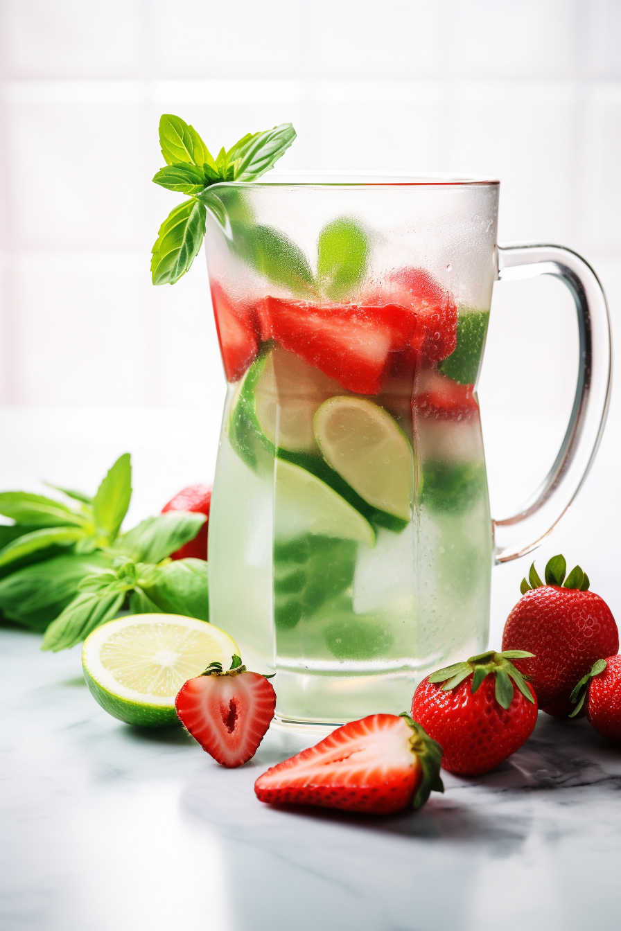 Straining the Low-Carb Strawberry, Cucumber, and Basil Juice
