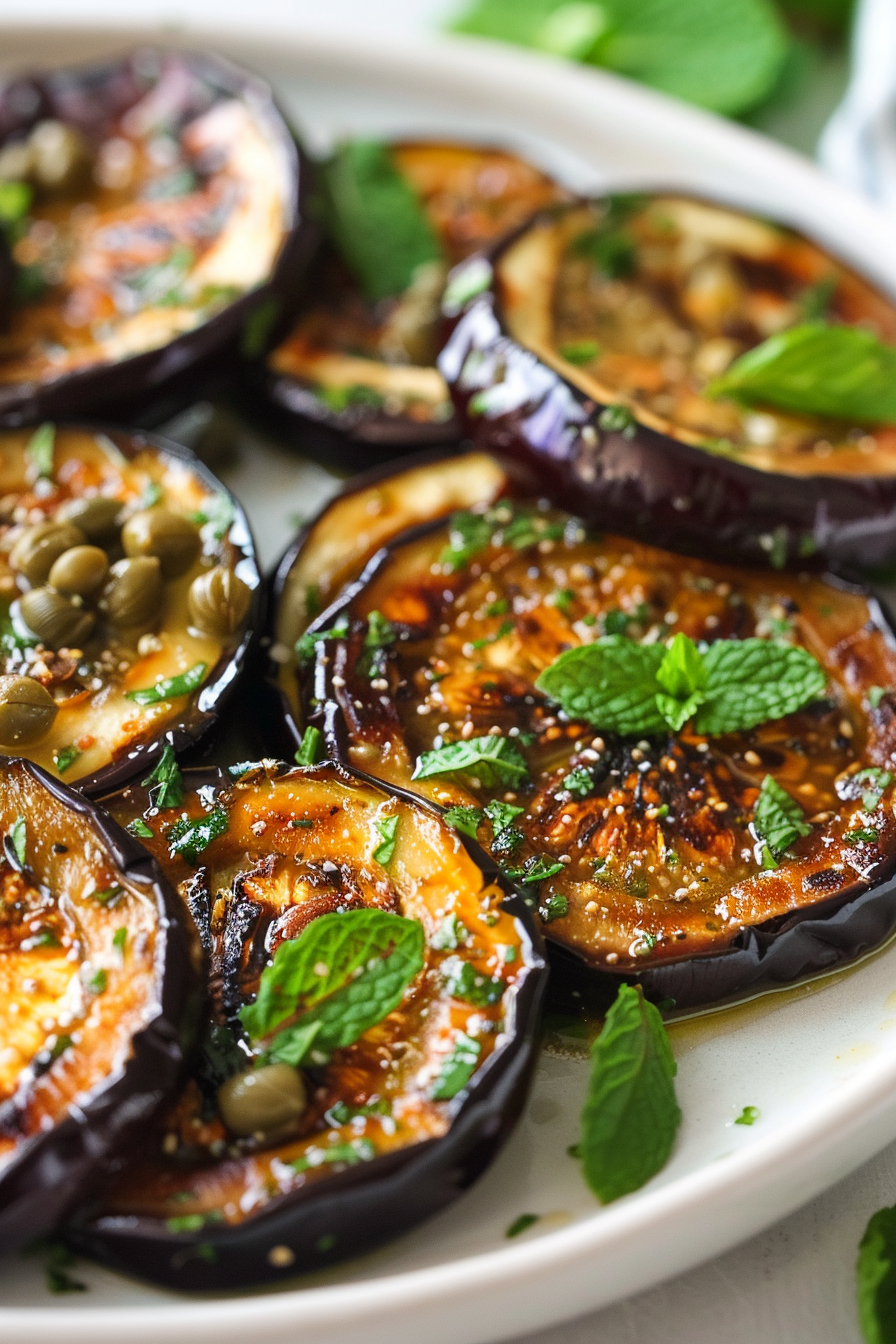 Marinated Eggplant with Capers and Mint Ready to Serve