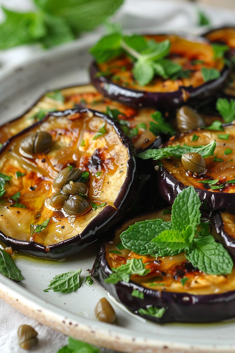 Ingredients for Marinated Eggplant with Capers and Mint