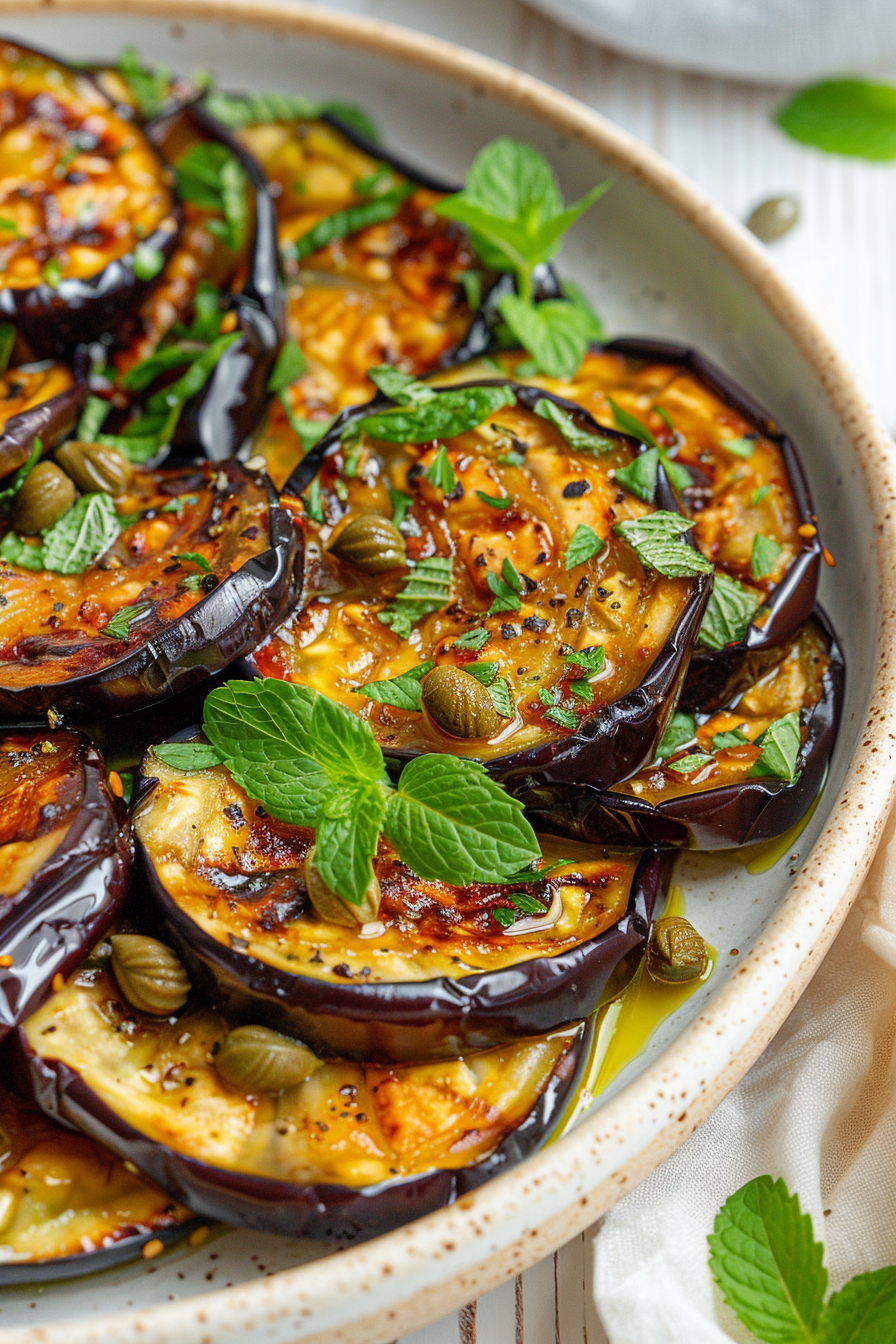 Marinated Eggplant with Capers and Mint