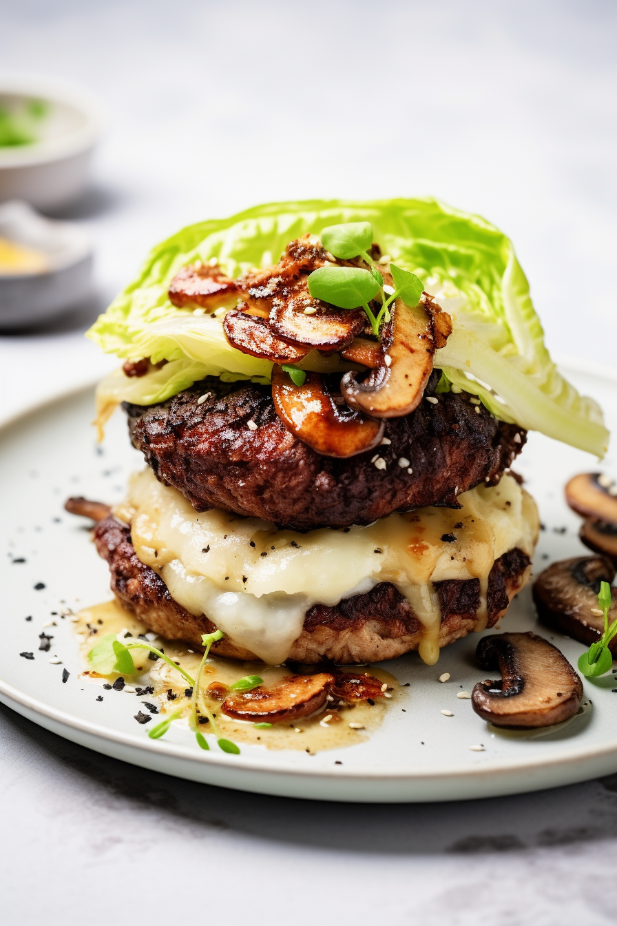 Assembling Mushroom Swiss Keto Burgers