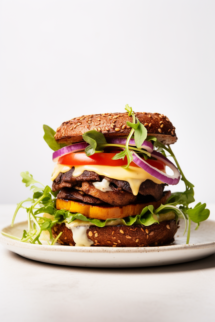 Assembled Portobello Mushroom Keto Burger