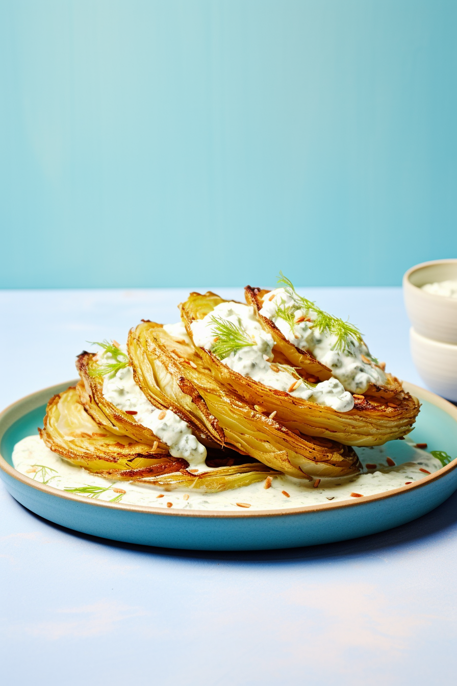 Roasted Cabbage Wedges with Blue Cheese Dressing