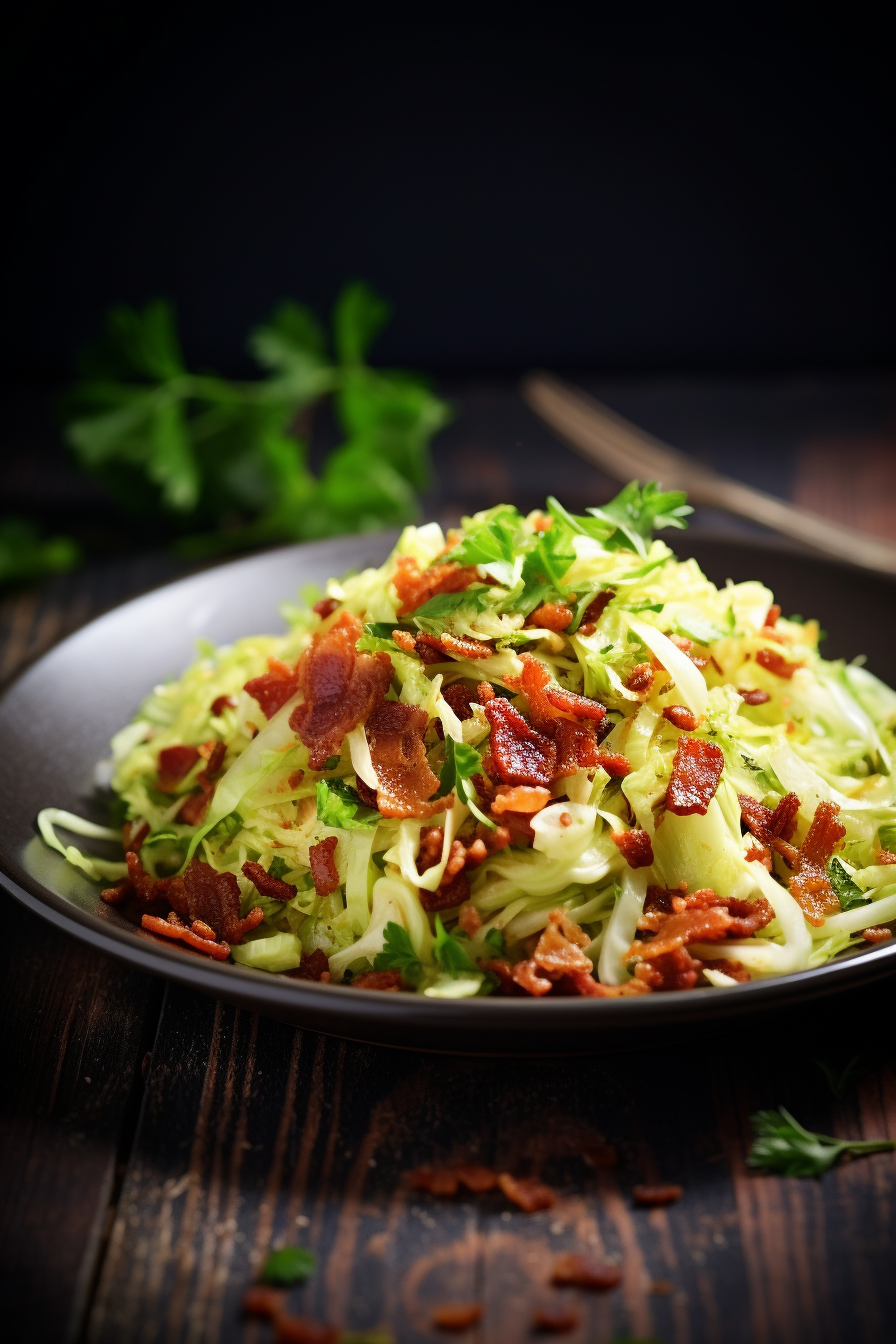 Chopping Ingredients for Sautéed Cabbage with Bacon