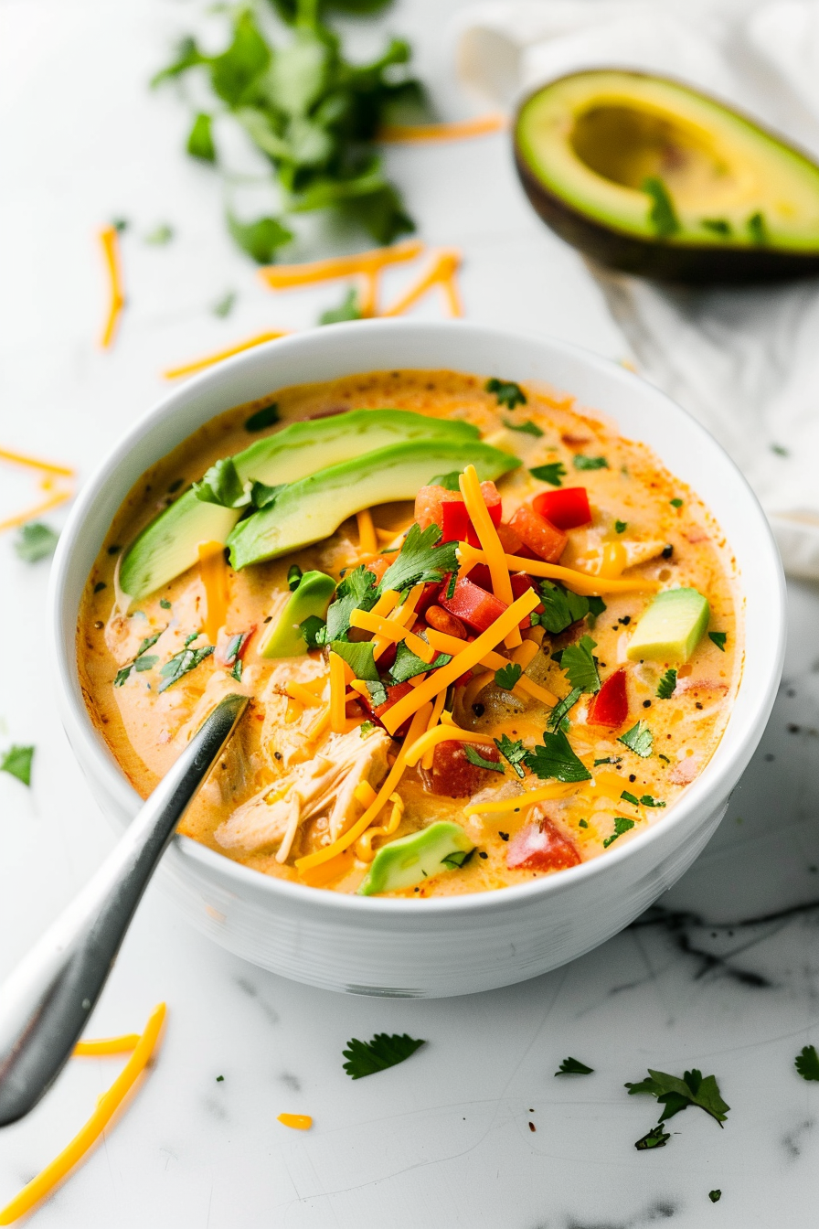 Keto Chicken Enchilada Soup in Slow Cooker