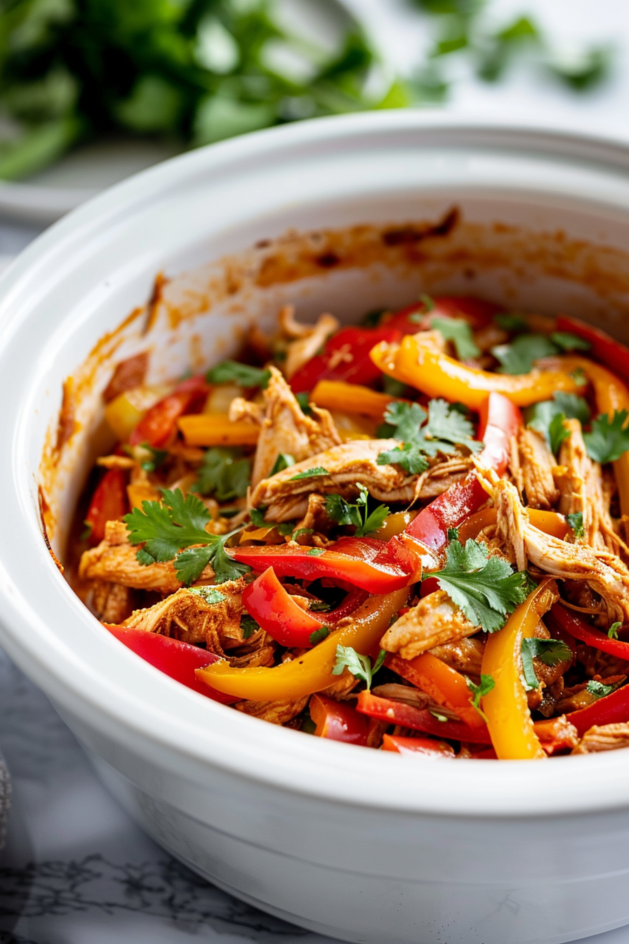 Slow Cooker Keto Chicken Fajitas Cooking