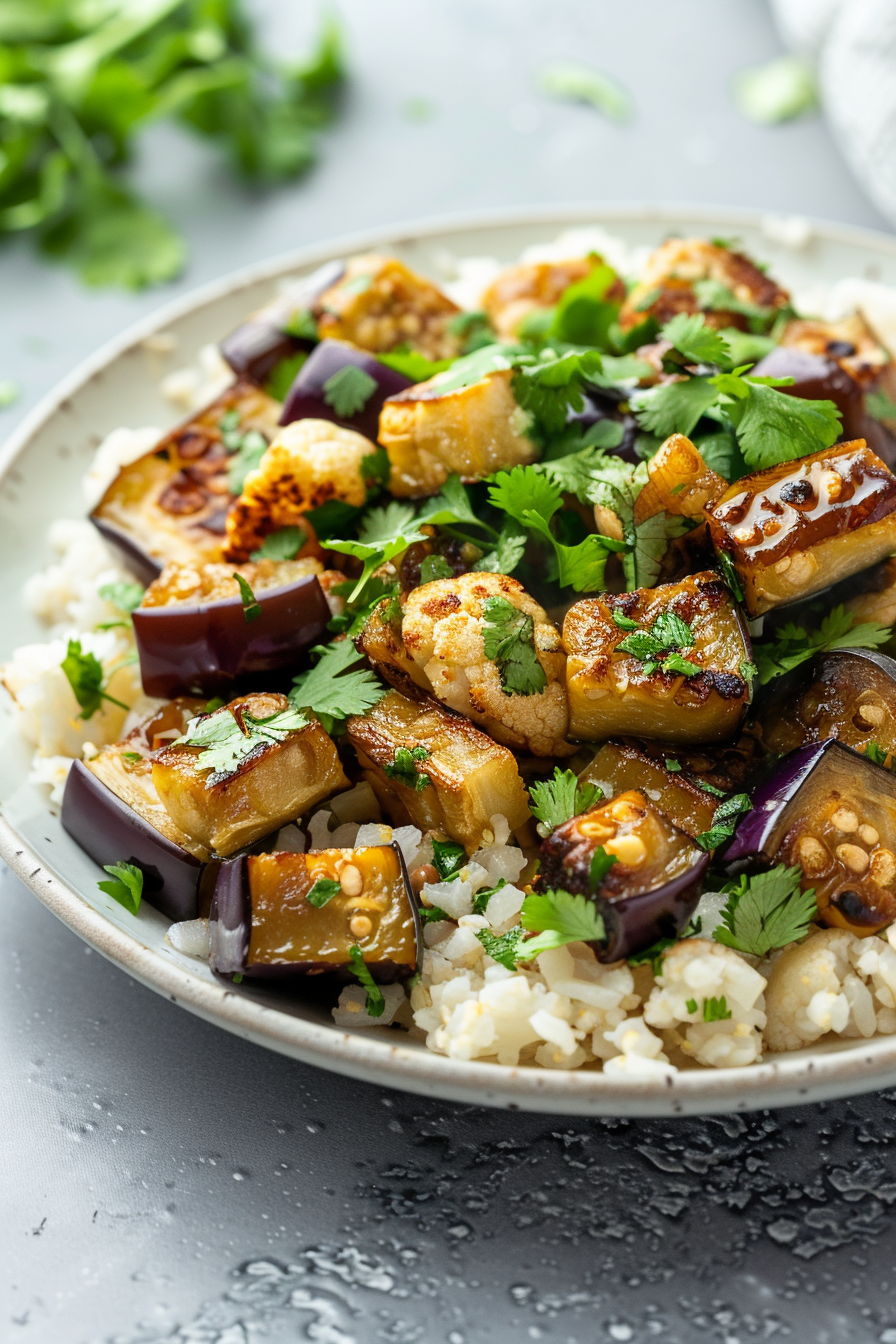 Ingredients for Spicy Eggplant and Cauliflower Rice