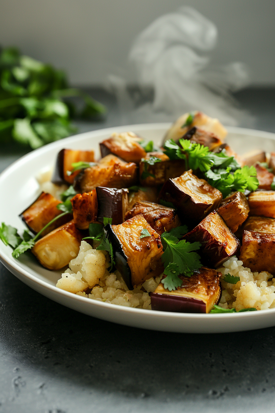 Spicy Eggplant and Cauliflower Rice