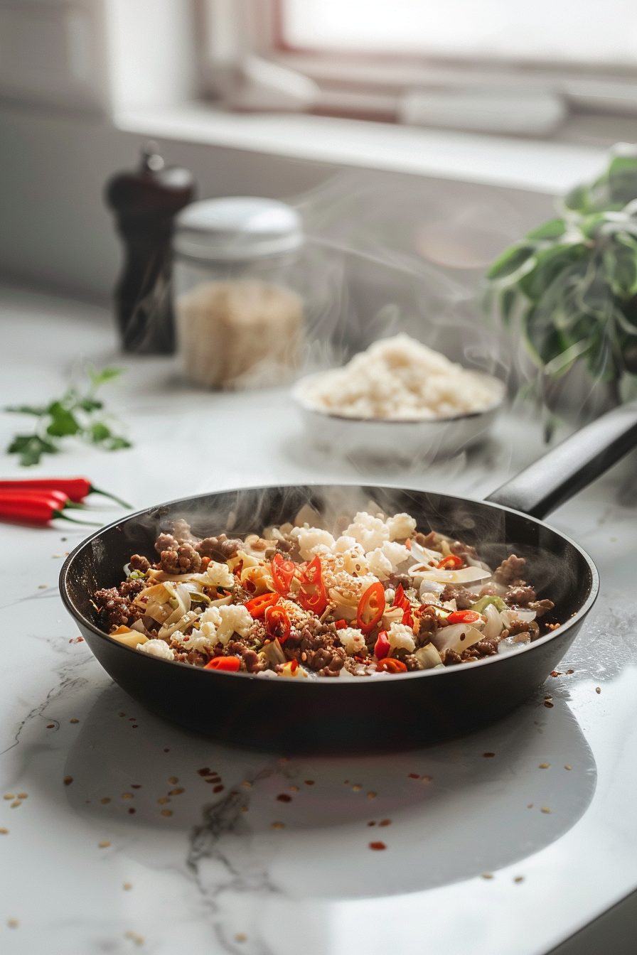 Cooking Spicy Ground Beef and Cabbage Stir Fry