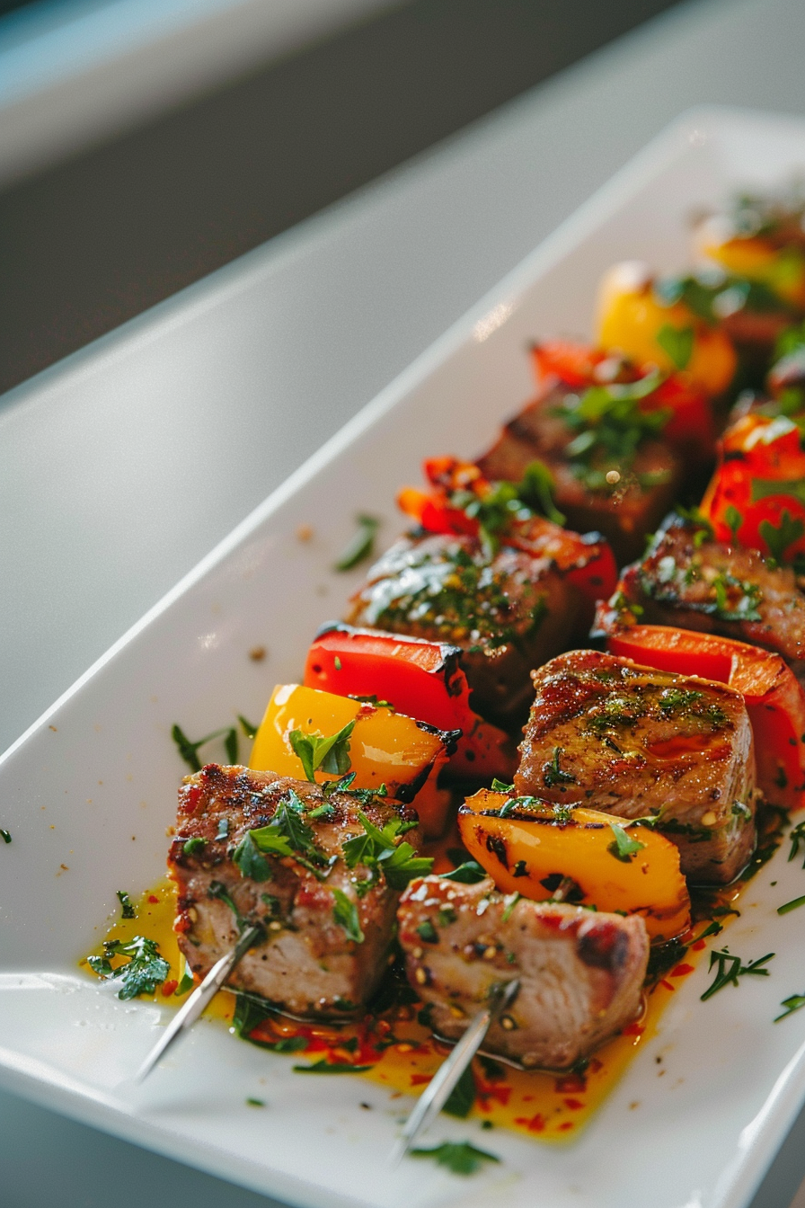Grilled Pork and Pepper Skewers
