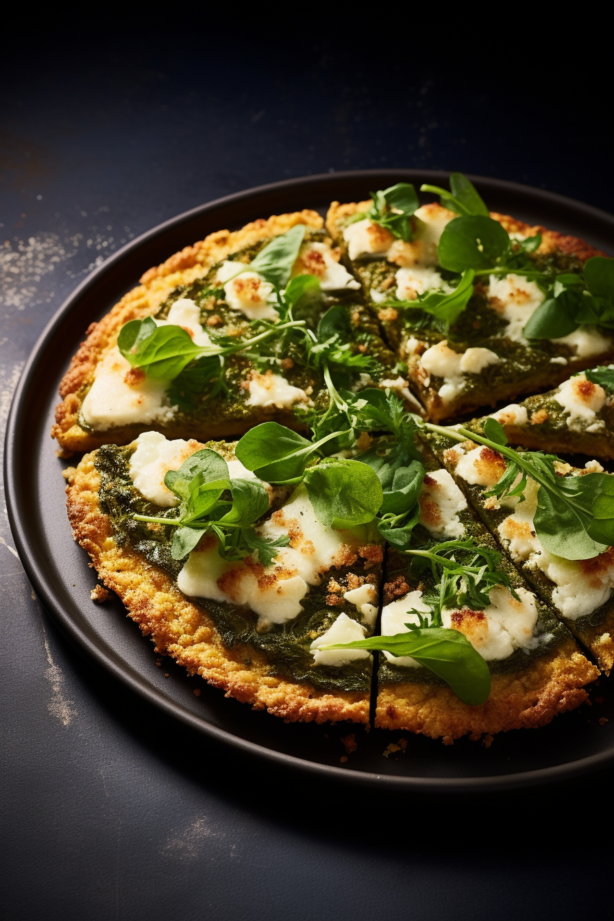 Spinach and Feta Keto Pizza Ready to Serve