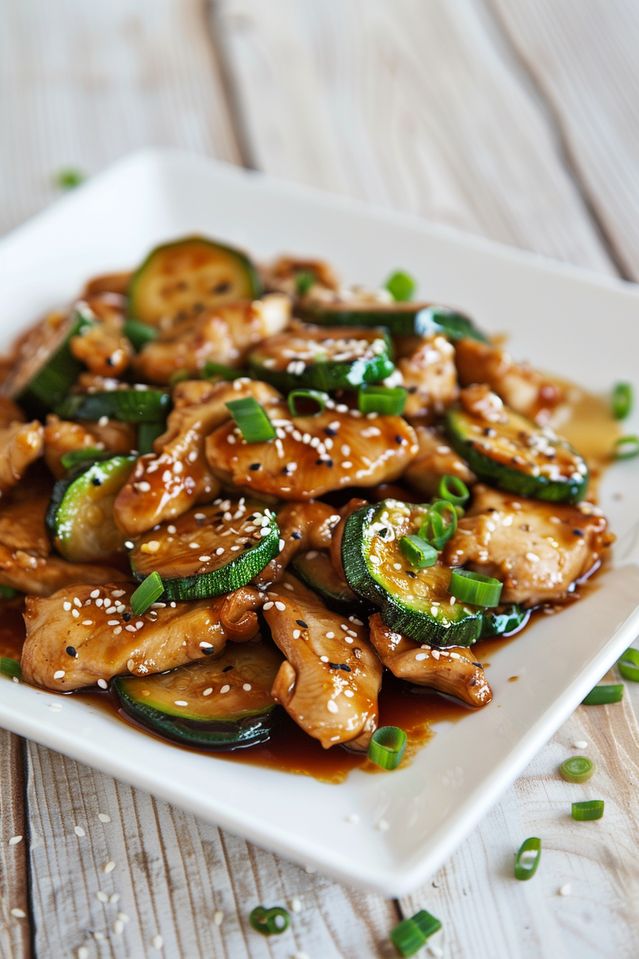 Cooking Stir-Fried Chicken and Zucchini in Soy Ginger Sauce
