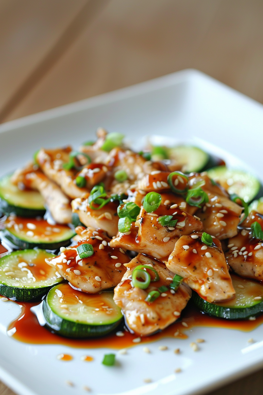 Stir-Fried Chicken and Zucchini in Soy Ginger Sauce