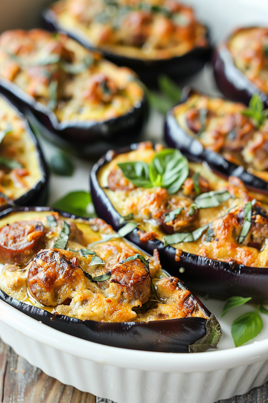 KetoFriendly Stuffed Eggplants with Italian Sausage and Mozzarella