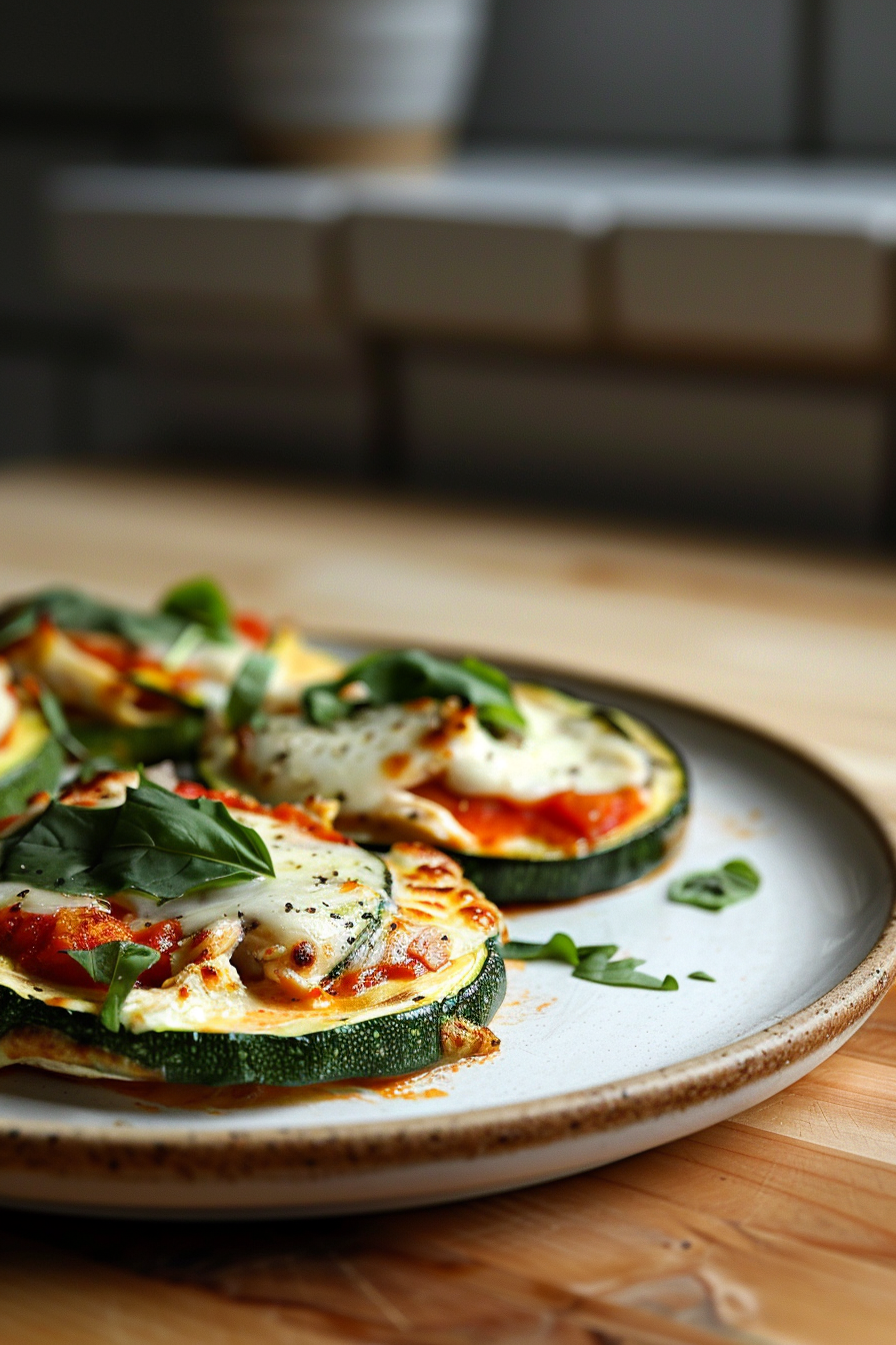 Baked Zucchini Boat Chicken Pizzas