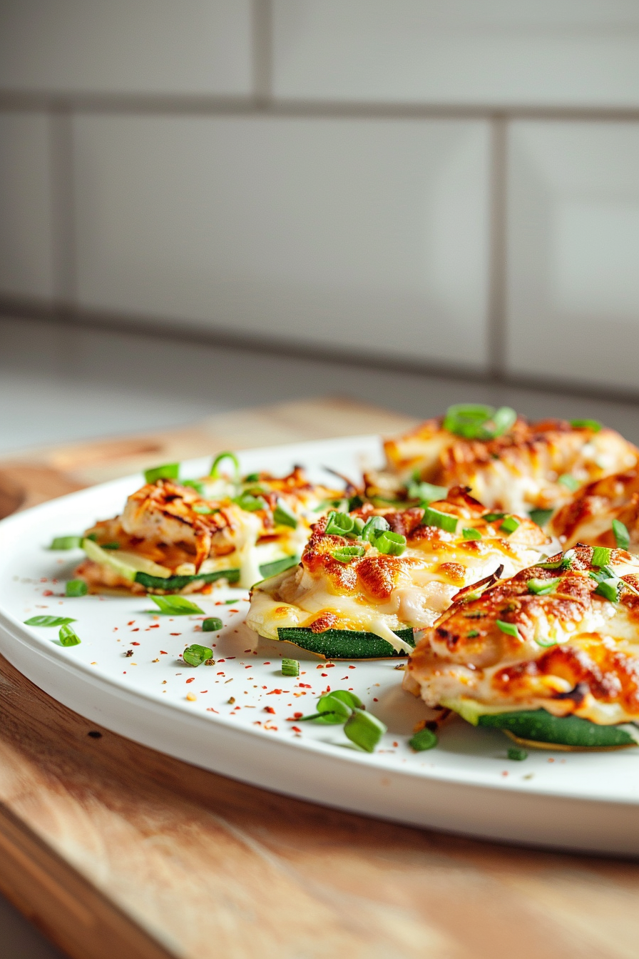 Preparing Zucchini Boat Chicken Pizzas