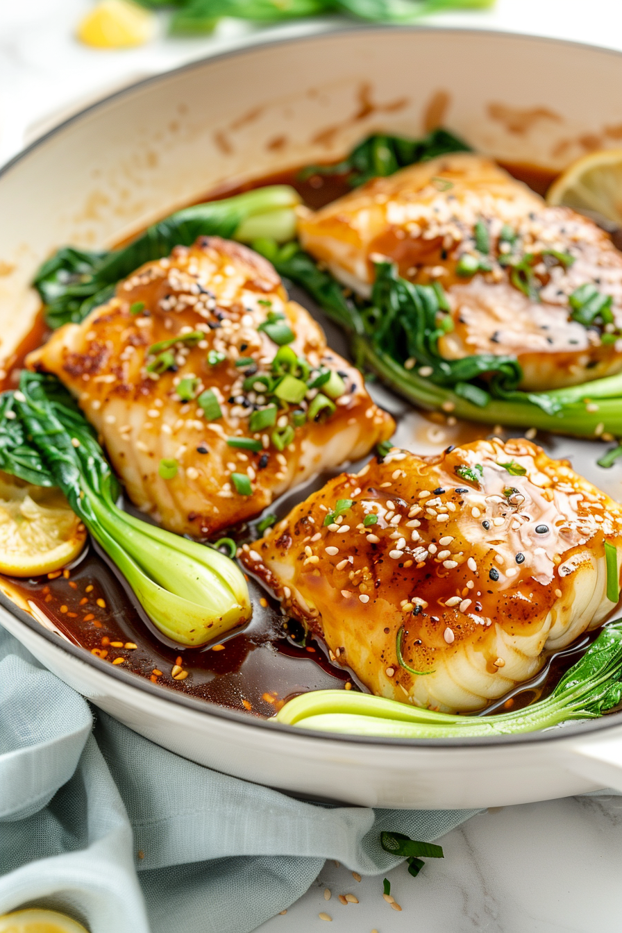 Asian-Style Keto Braised Cod with Bok Choy