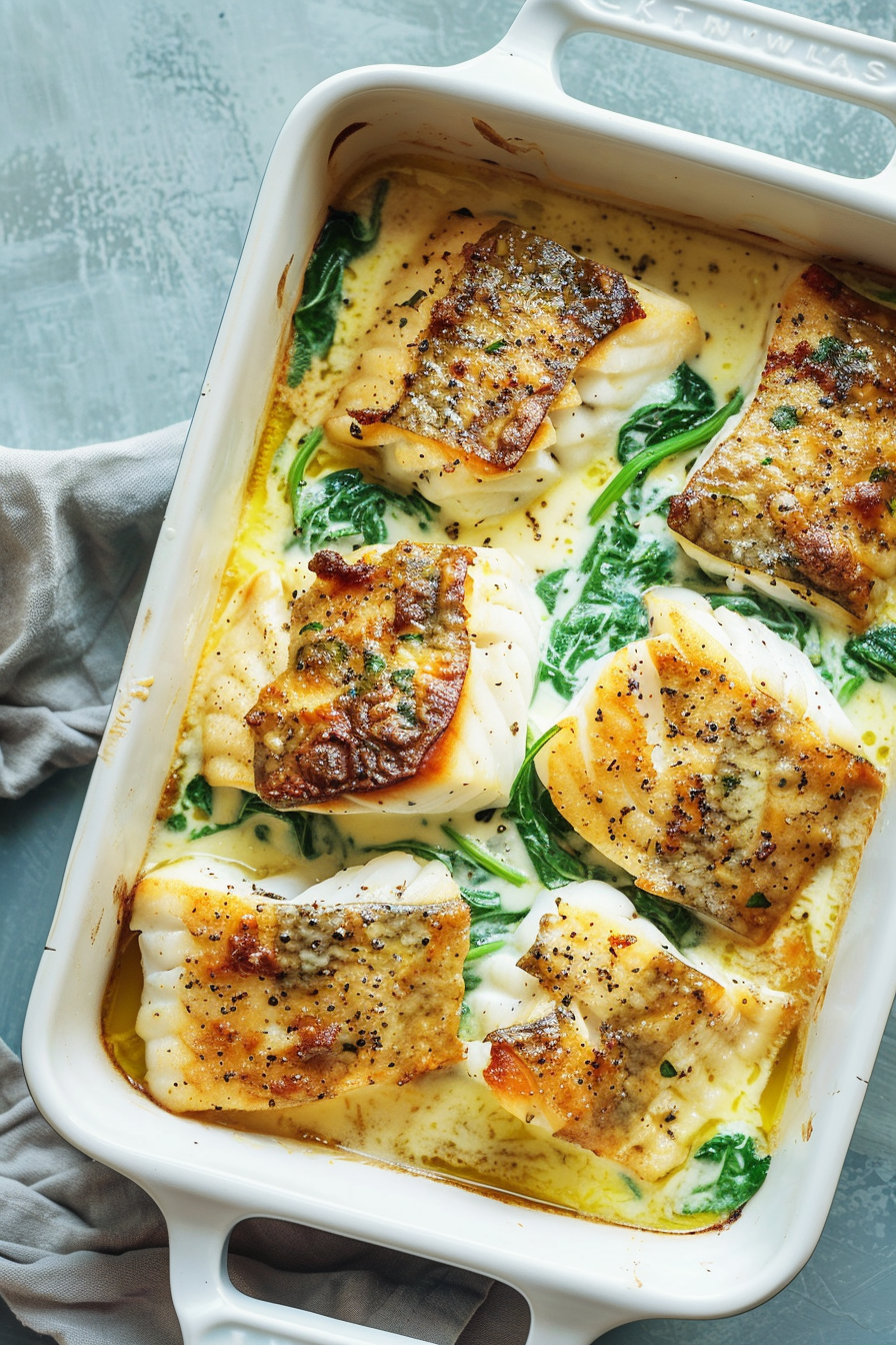 Creamy Keto Cod and Spinach Casserole