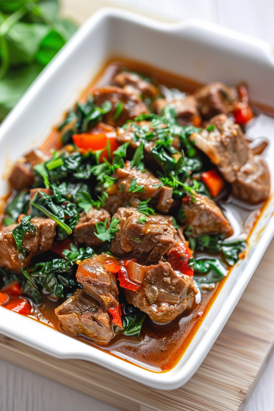 Cooked Keto Lamb and Spinach Stew