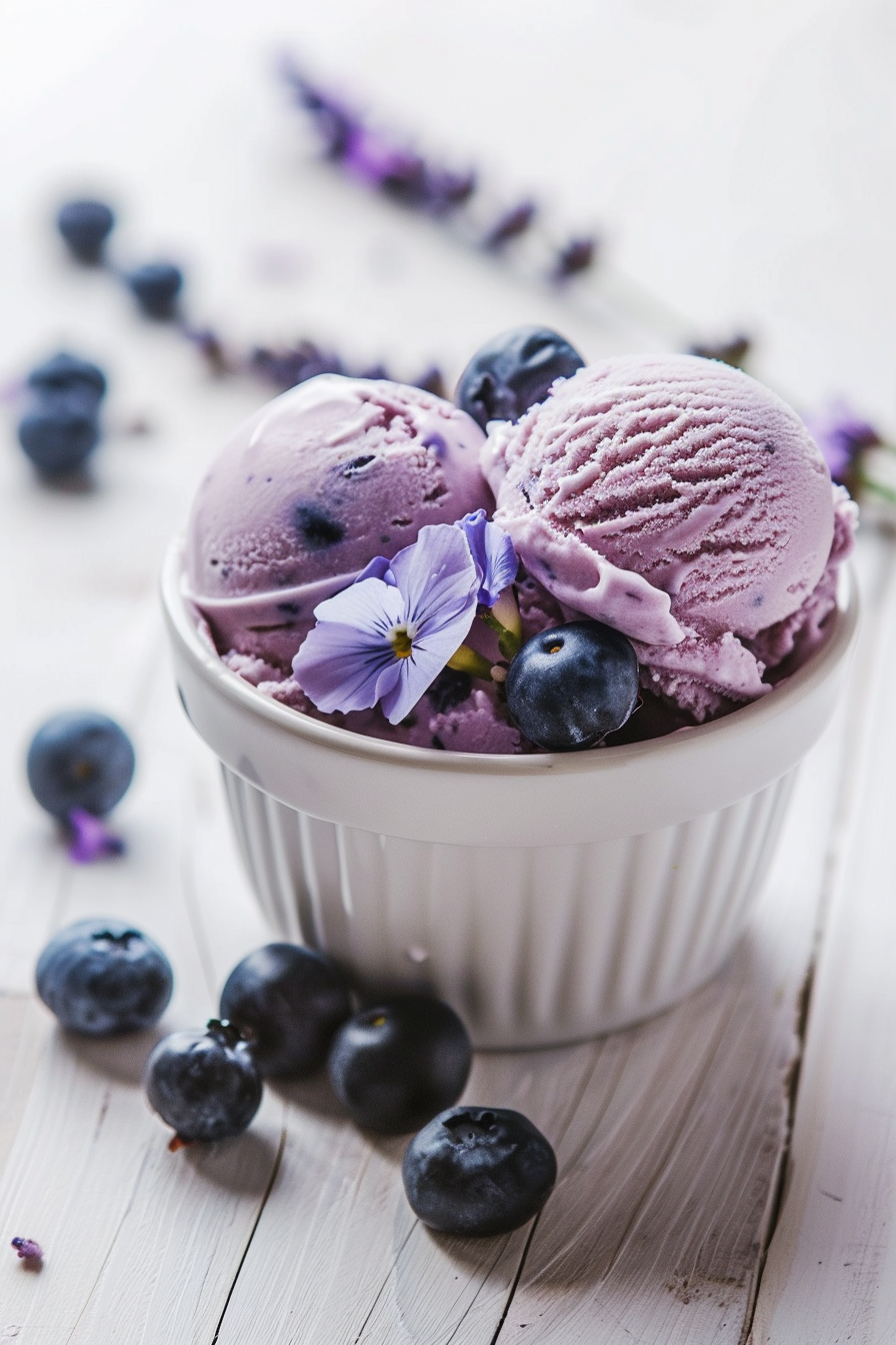Keto Blueberry and Lavender Ice Cream in Making