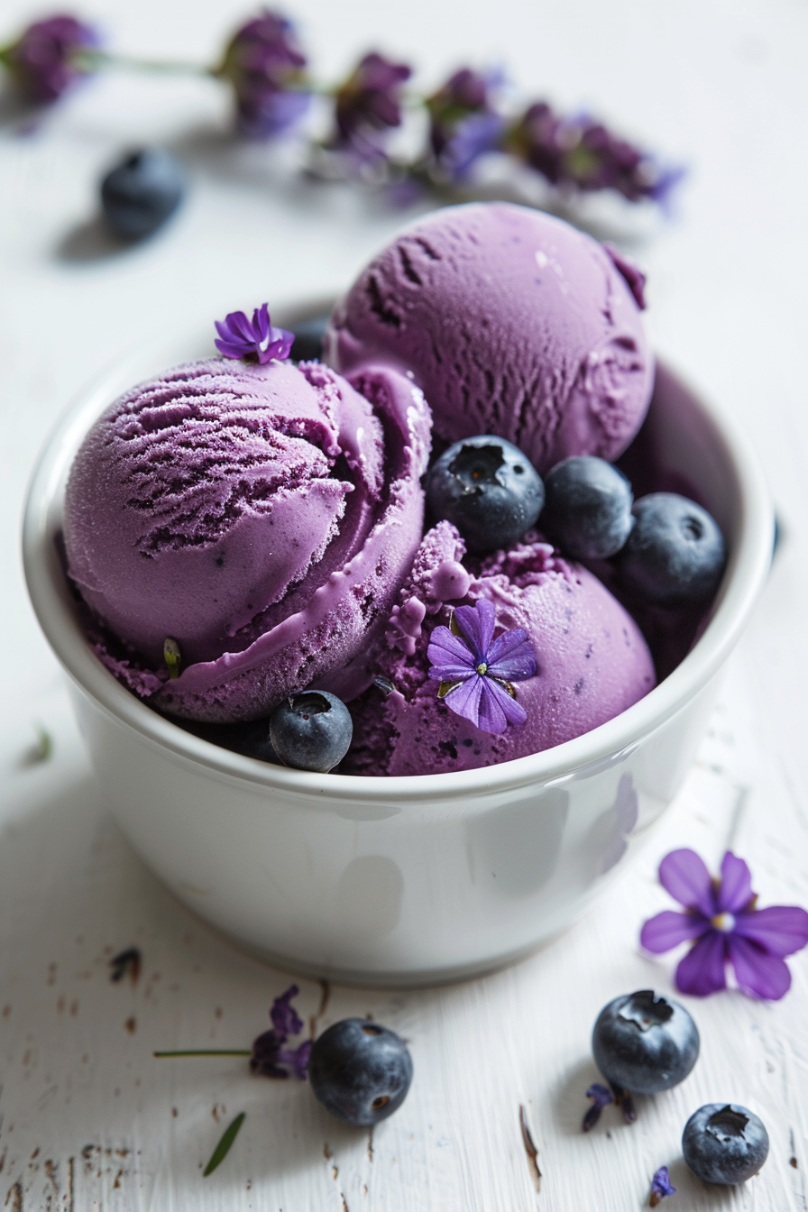 Ingredients for Keto Blueberry and Lavender Ice Cream