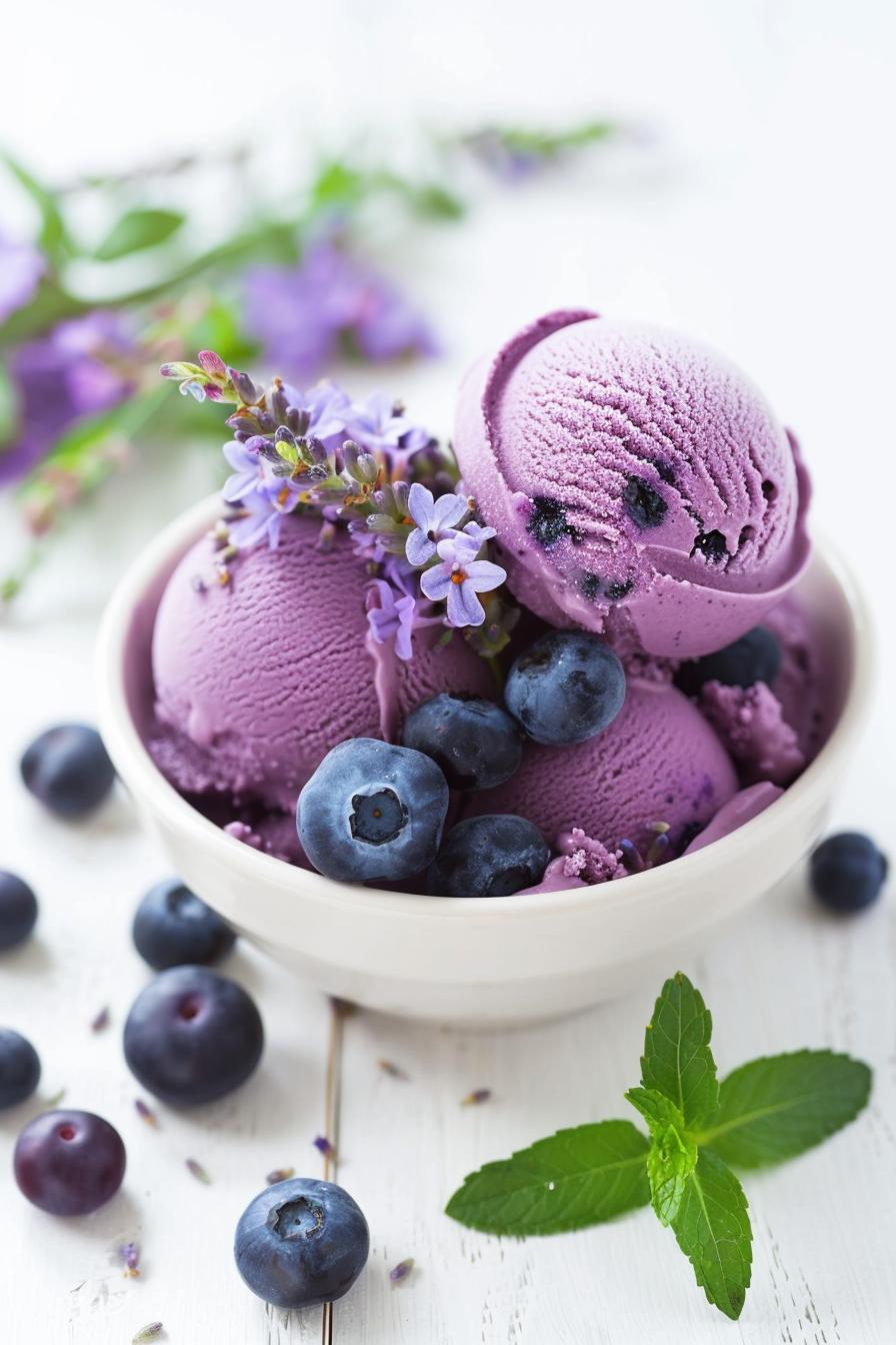 Keto Blueberry and Lavender Ice Cream