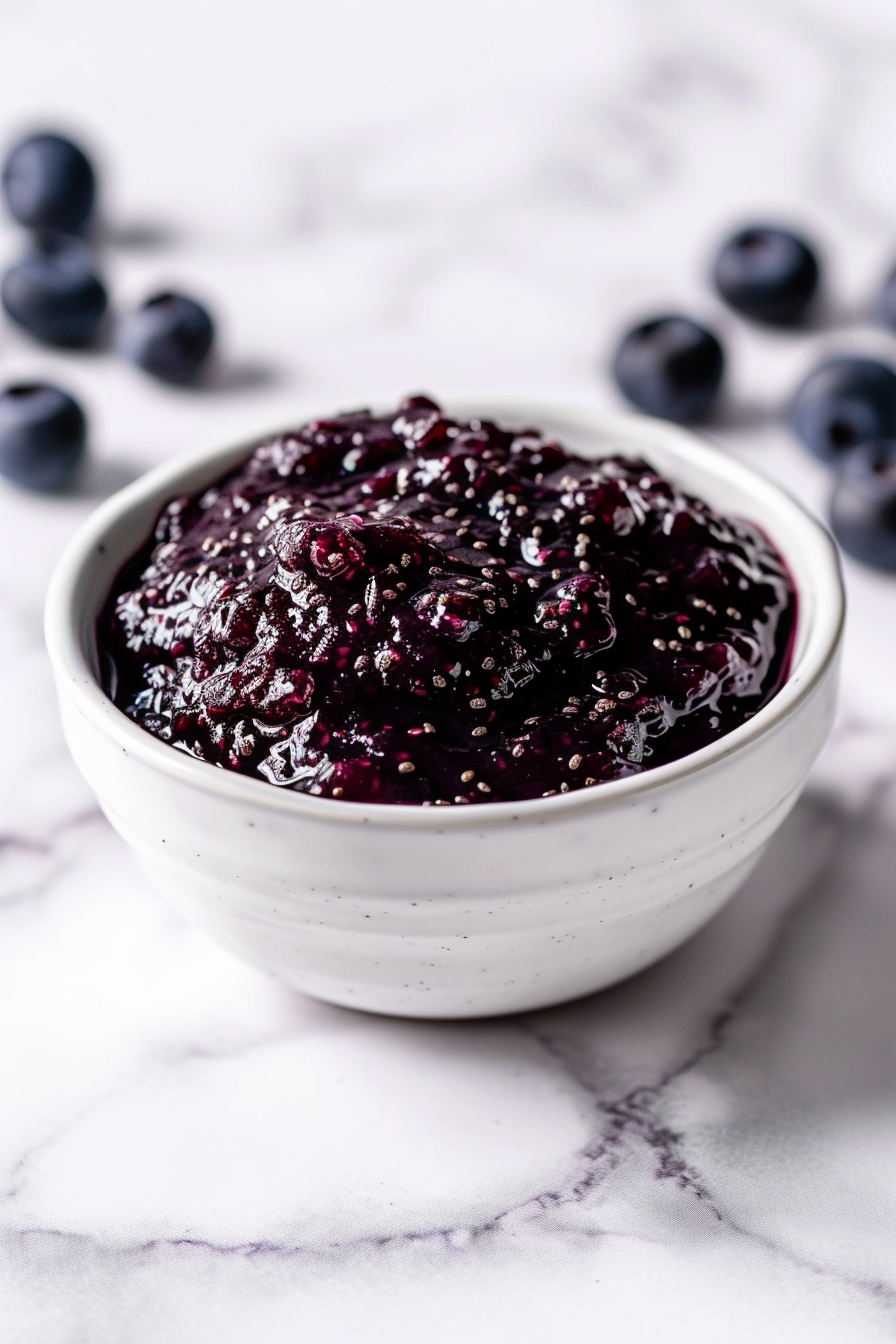 Preparing Keto Blueberry Chia Jam