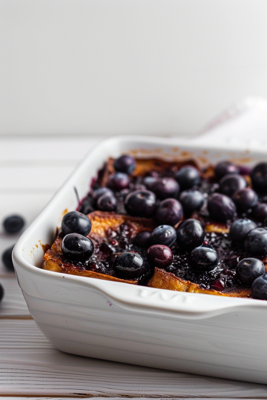 Preparing Keto Blueberry French Toast Casserole