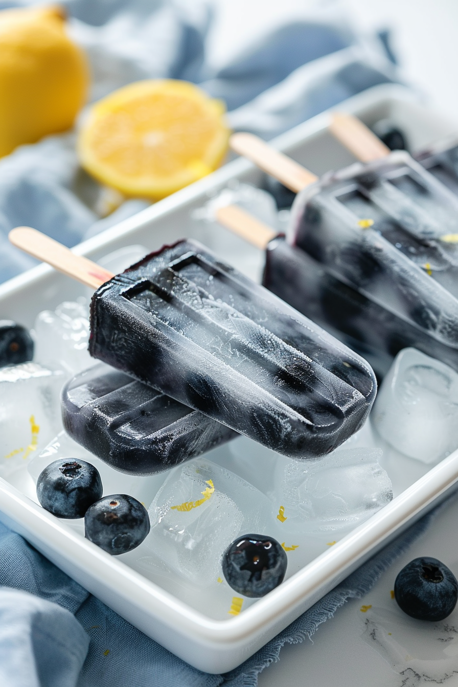 Keto Blueberry Lemonade Popsicles in Molds