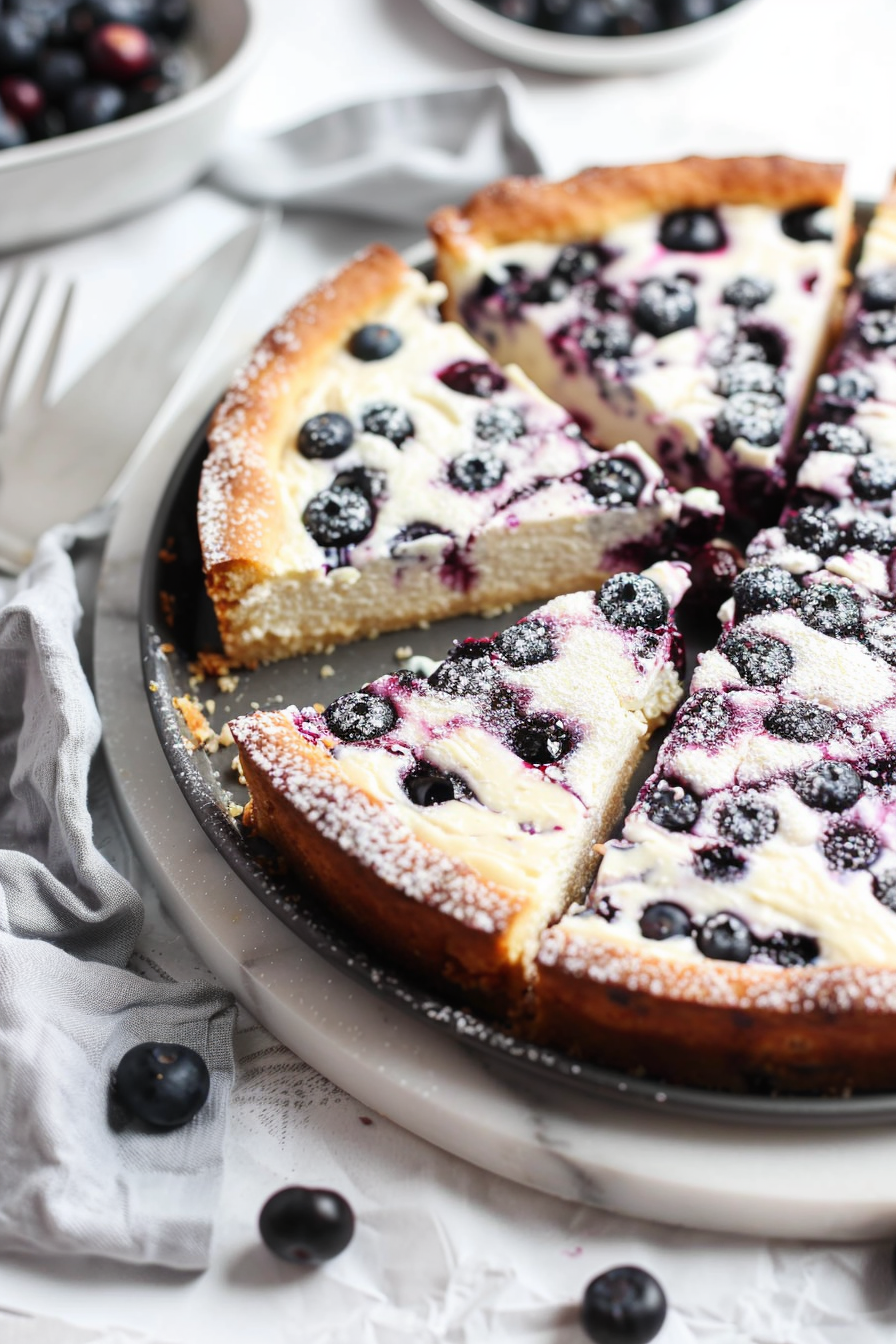 Keto Blueberry Ricotta Cake Baked