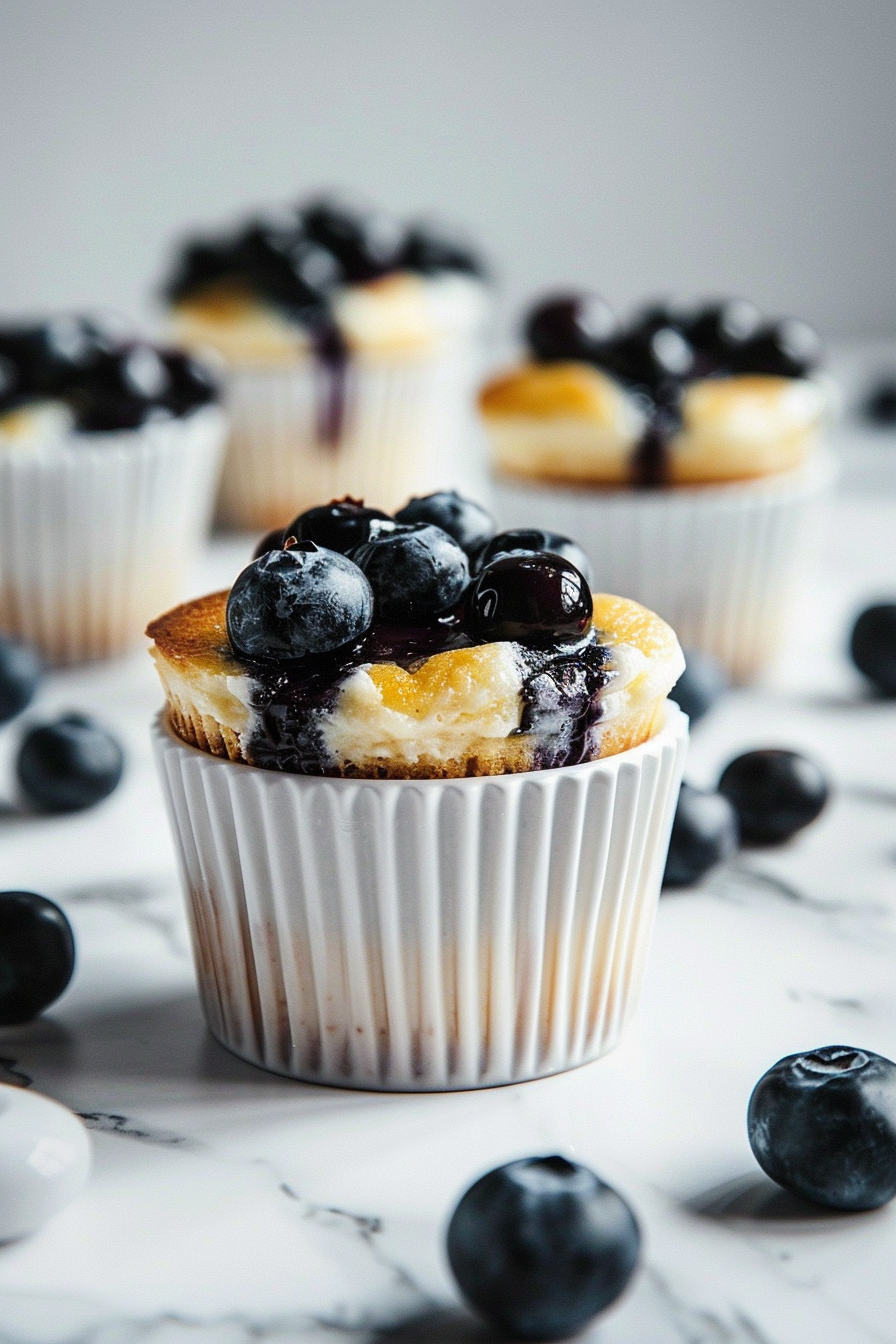 Keto Blueberry Swirl Cheesecake Muffins Baking