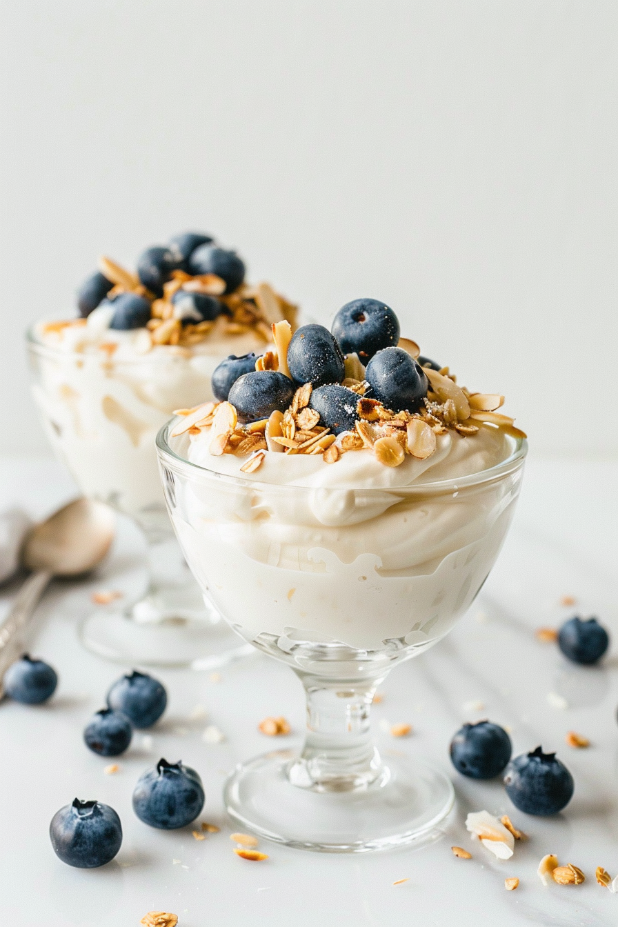 Preparing Keto Blueberry Yogurt Parfaits