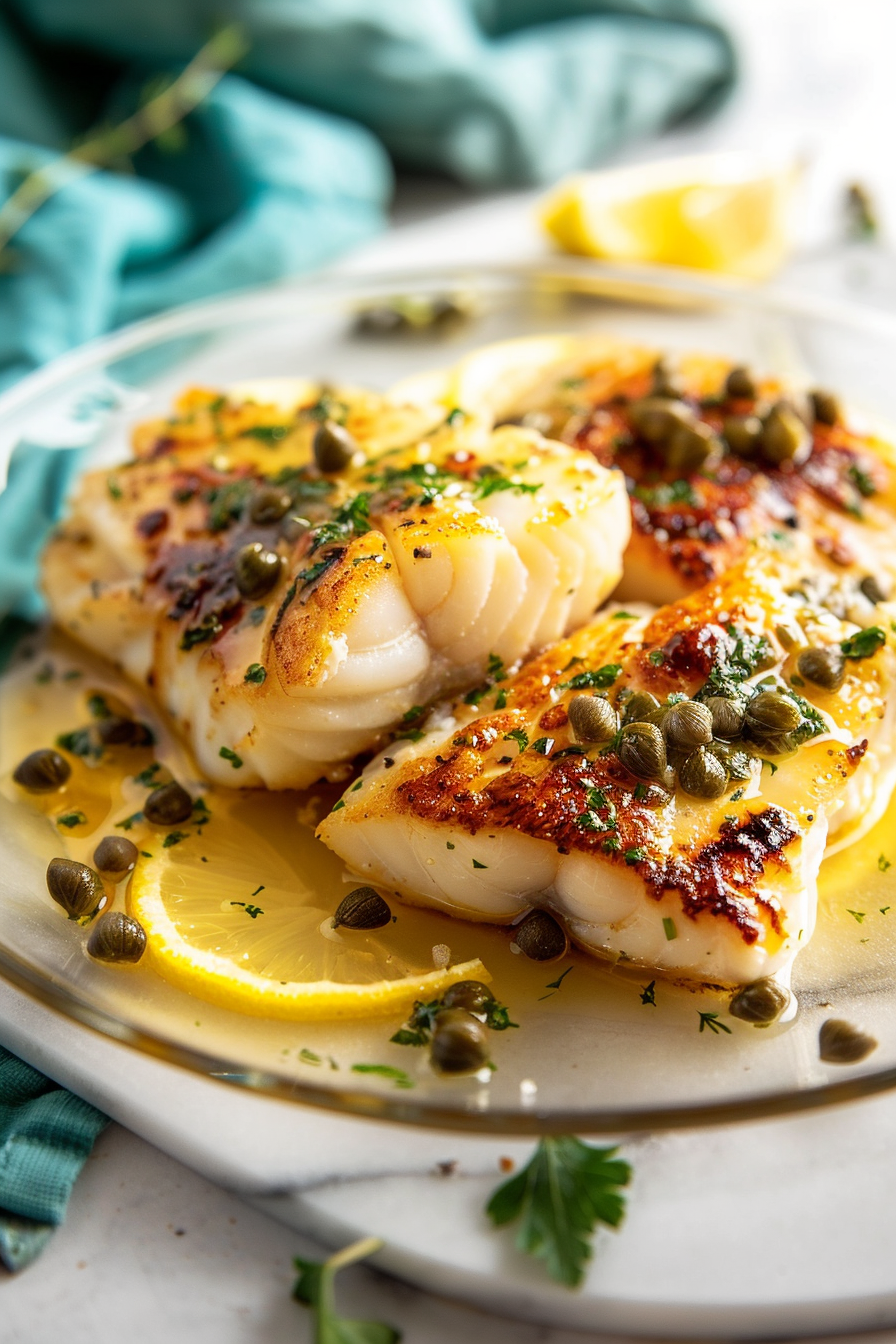 Preparing Keto Cod Piccata