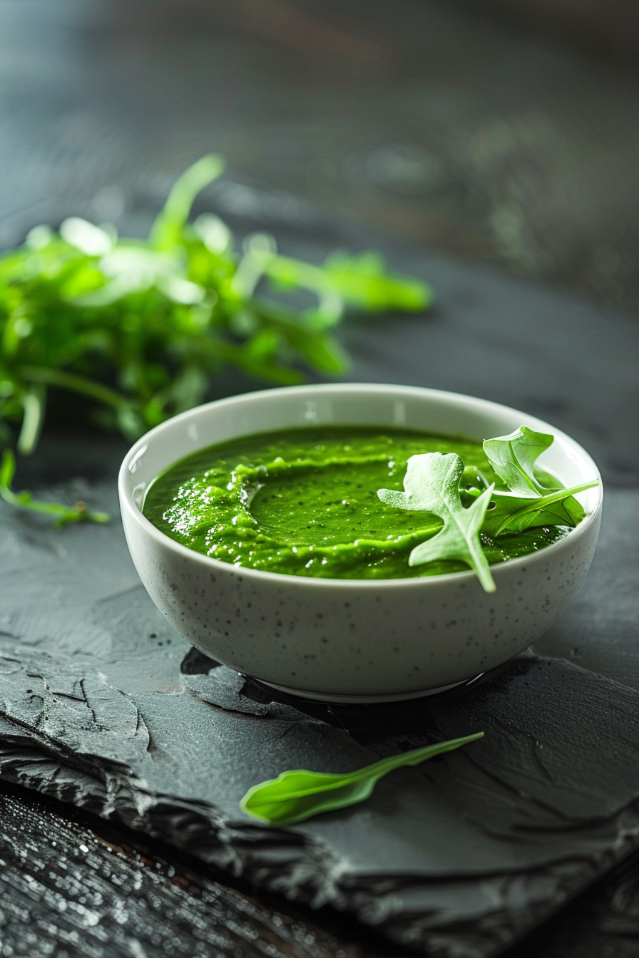 Keto Creamy Avocado and Rocket Soup Preparation