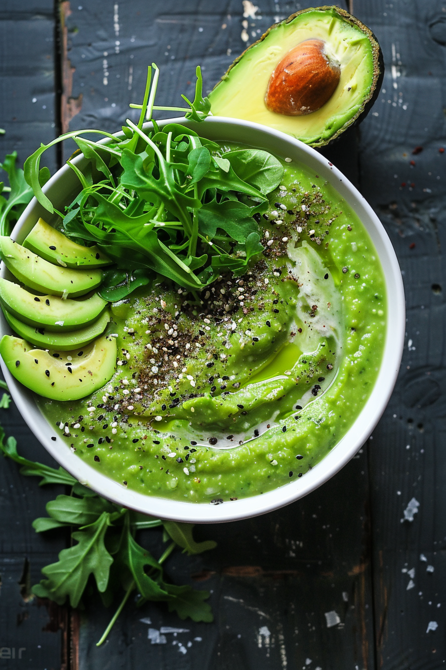 Ingredients for Keto Creamy Avocado and Rocket Soup