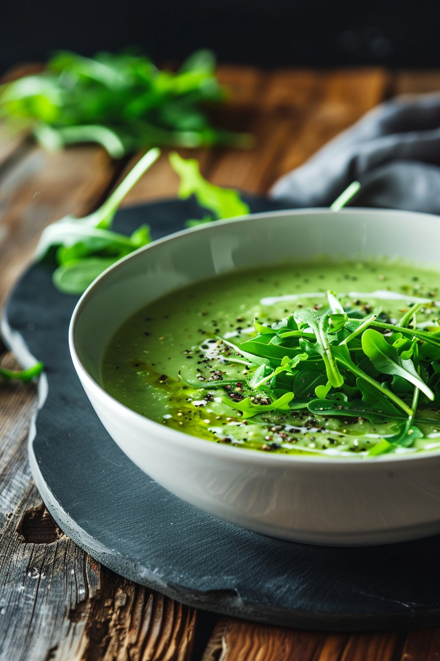 Keto Creamy Avocado and Rocket Soup