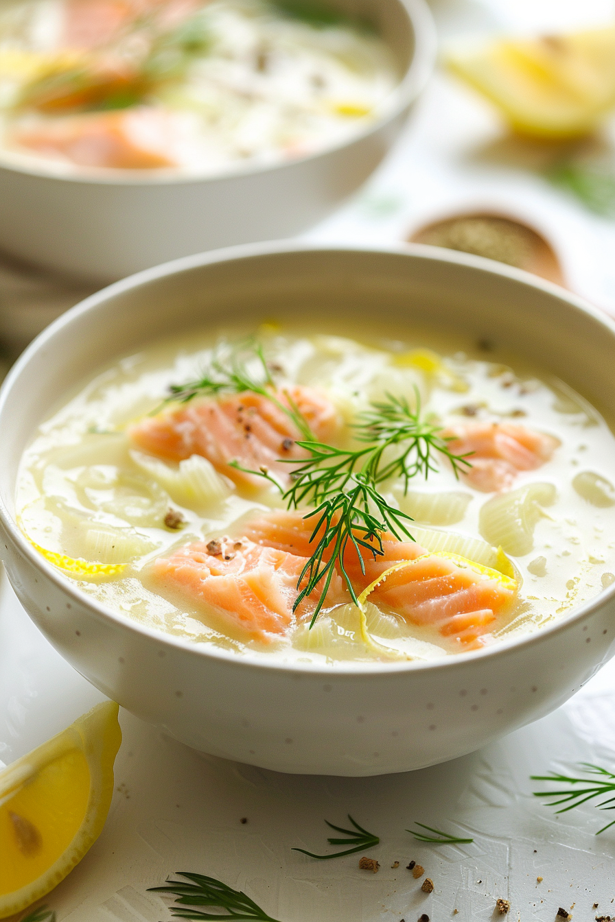 Keto Fennel and Leek Soup with Salmon