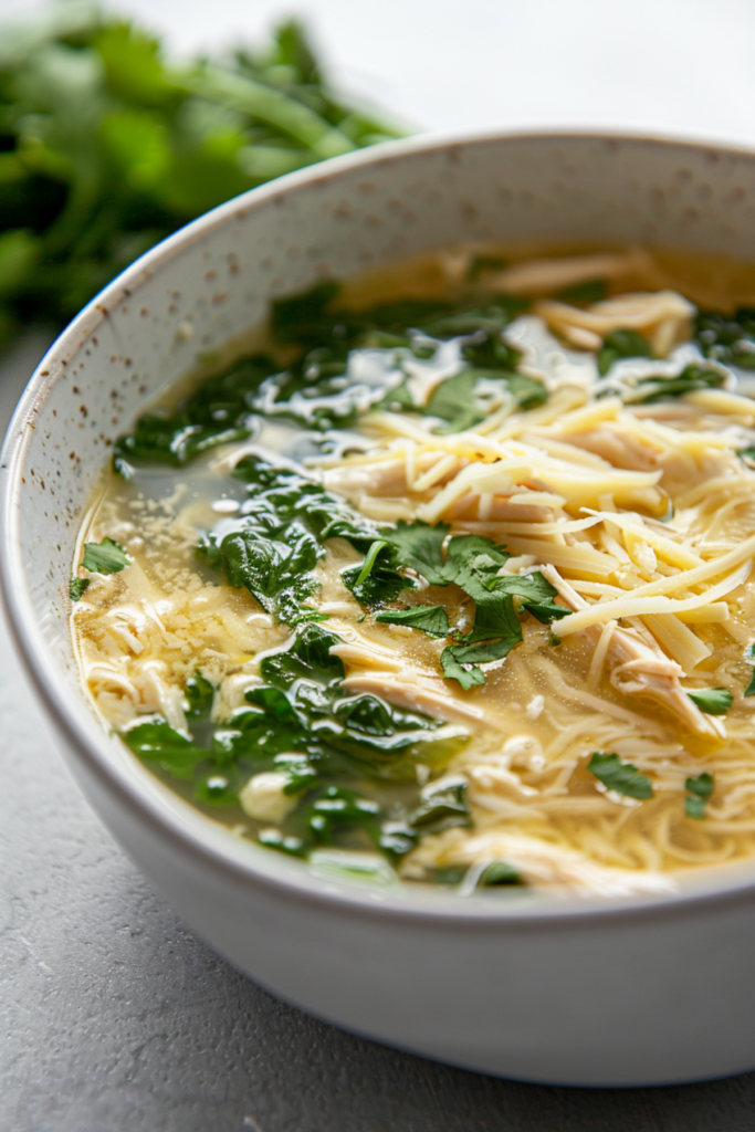 Keto Italian Egg Drop Soup with Chicken and Spinach (Stracciatella)_001